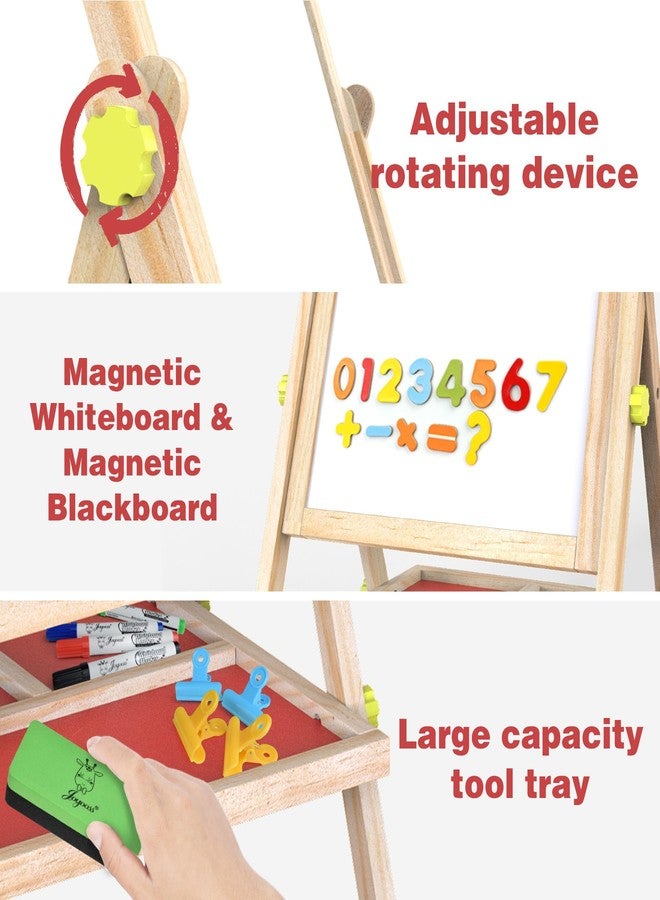 JOYOOSS Easel for Kids Chalkboard,Wooden Blackboard for Kid Toddlers Easel Adjustable Magnetic White Board Chalkboard for Kids Dry Erase Art Easels for Toddler Drawing Board for Kid Ages 4-8 8-12 Red - Image 3